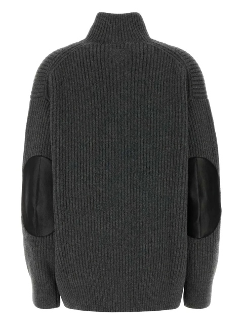 Prada ribbed elbow-patched cardigan - Grey - zdjęcie produktu nr 2