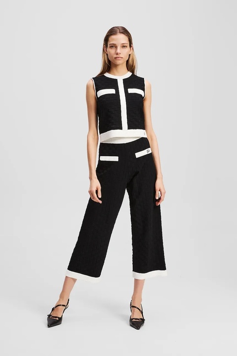 Karl Lagerfeld spodnie damskie kolor czarny proste high waist A3W10103 - zdjęcie produktu nr 1