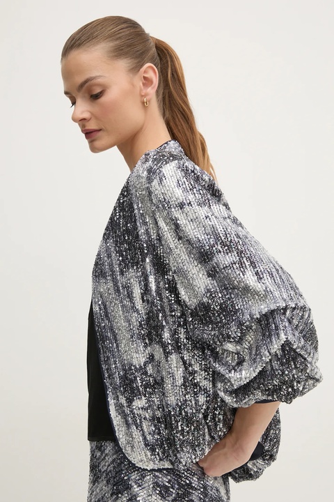 DIANE VON FURSTENBERG marynarka kolor srebrny niezapinana wzorzysta DVFJS4S003 - zdjęcie produktu nr 1