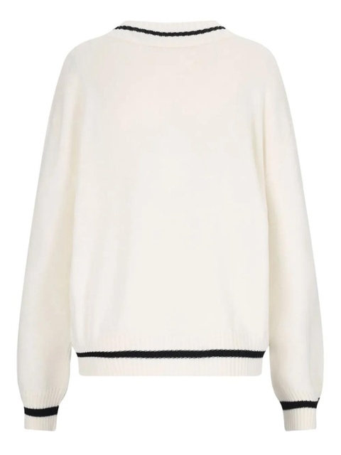 MM6 Maison Margiela logo-knit v-neck jumper - White - zdjęcie produktu nr 1