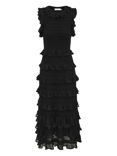 ZIMMERMANN tiered ruffle midi dress - Black - zdjęcie produktu nr 1