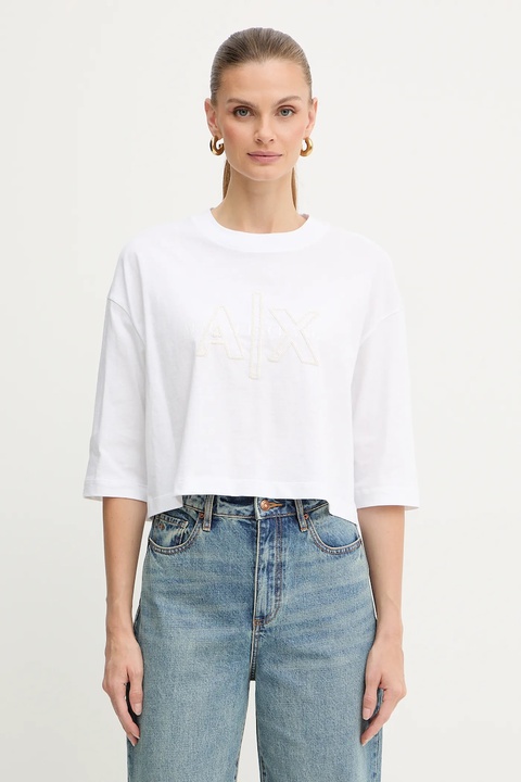 Armani Exchange t-shirt bawełniany damski kolor biały XW001080 AF10356 - zdjęcie produktu nr 1
