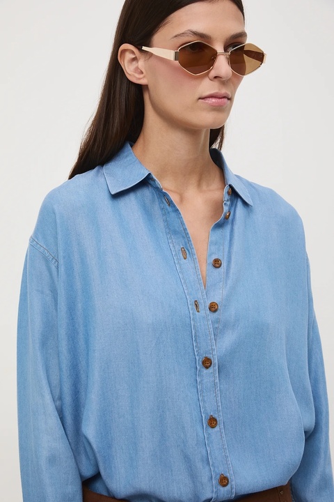 Medicine koszula damska kolor niebieski relaxed z kołnierzykiem klasycznym - zdjęcie produktu nr 2