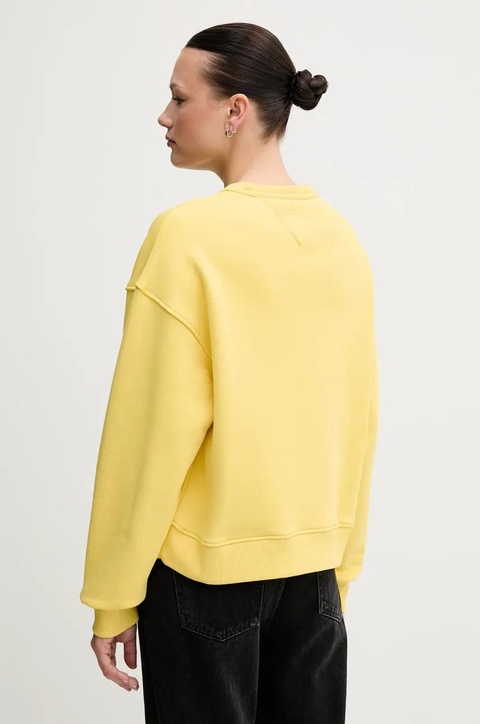 Tommy Jeans bluza bawełniana damska kolor żółty gładka DW0DW19408 - zdjęcie produktu nr 2