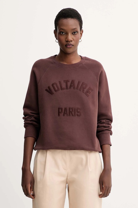 ZADIG&VOLTAIRE bluza damska kolor brązowy z aplikacją JWSS01674 - zdjęcie produktu nr 1