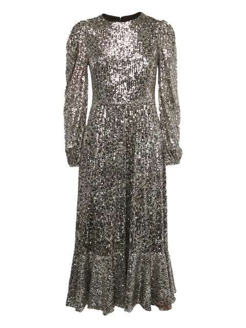 Simkhai sequin-embellished puff-sleeves midi dress - Silver - zdjęcie produktu nr 1