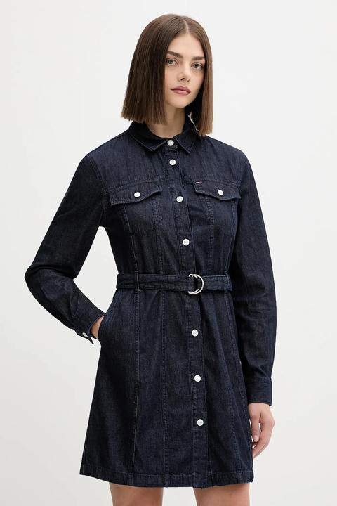 Tommy Jeans sukienka jeansowa kolor granatowy mini rozkloszowana DW0DW21649 - zdjęcie produktu nr 1