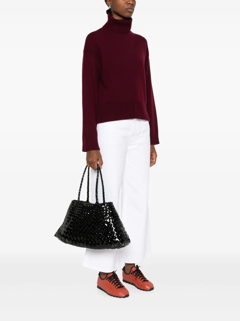 DRAGON DIFFUSION patent-leather woven tote bag - Black - zdjęcie produktu nr 2