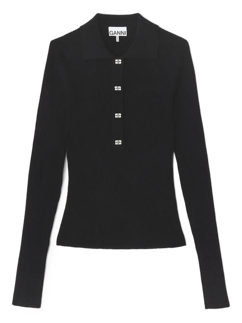 GANNI logo-detail polo shirt - Black - zdjęcie produktu nr 1