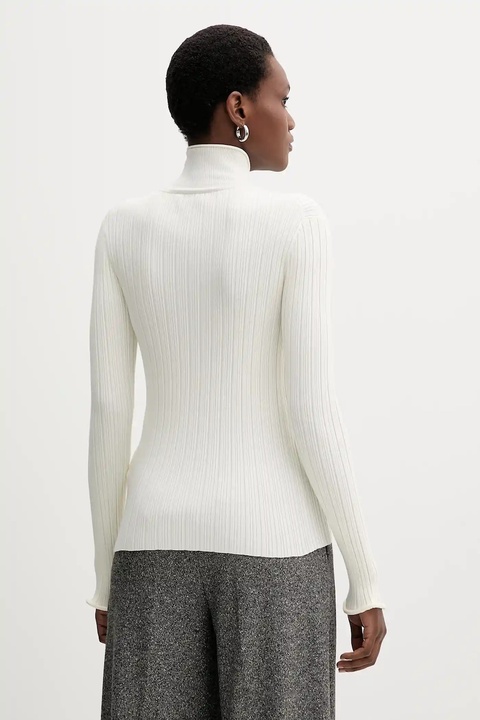 Marella sweter damski kolor beżowy lekki z golfem 2523366092200 - zdjęcie produktu nr 2