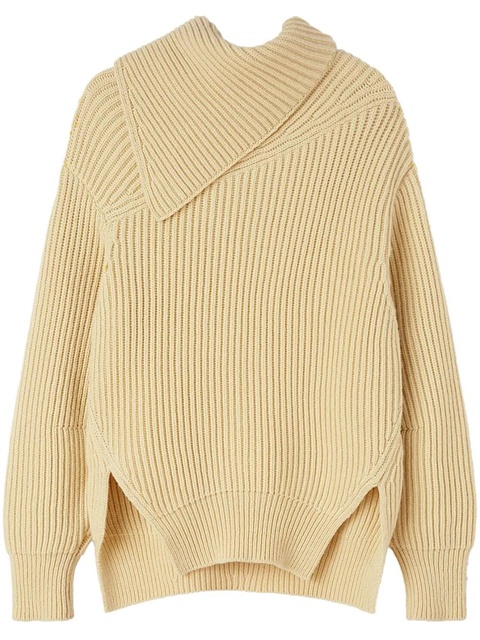 Jil Sander foldover neck ribbed jumper - Neutrals - zdjęcie produktu nr 1