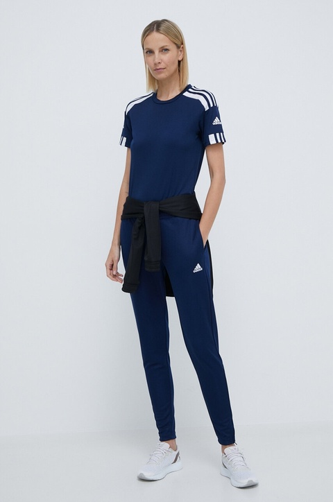 adidas Performance spodnie treningowe Entrada 22 damskie kolor granatowy gładkie HC0334 - zdjęcie produktu nr 1