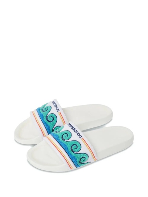 Casablanca wave-pattern terry-cloth slides - White - zdjęcie produktu nr 2