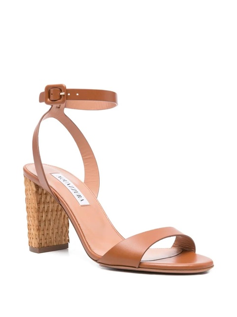 Aquazzura 85mm Sunseeker woven-block leather sandals - Brown - zdjęcie produktu nr 2