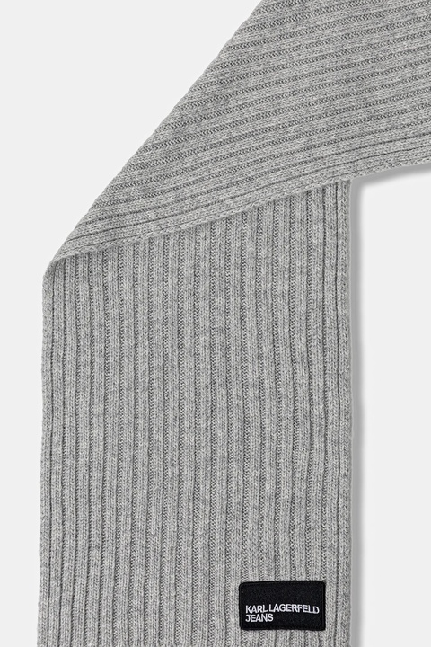 Karl Lagerfeld Jeans szalik z domieszką wełny kolor szary melanżowy A4W33084 - zdjęcie produktu nr 2