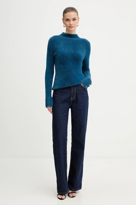 Morgan sweter MORIK.N damski kolor niebieski z półgolfem MORIK.N - zdjęcie produktu nr 2