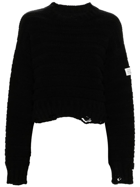 MM6 Maison Margiela distressed chunky-knit jumper - Black - zdjęcie produktu nr 1