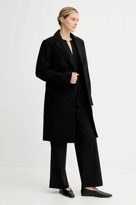 Calvin Klein płaszcz z wełną kolor czarny LV044D558G - zdjęcie produktu nr 2