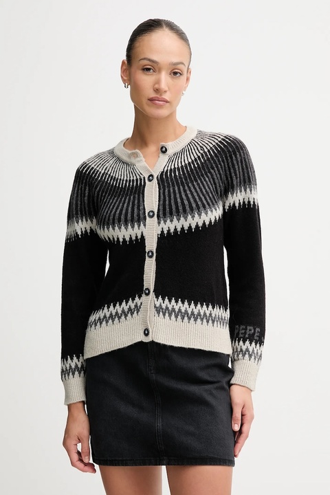 Pepe Jeans kardigan z domieszką wełny damski kolor multicolor PL7000048 - zdjęcie produktu nr 1