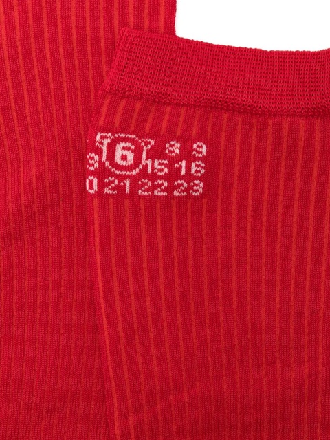 MM6 Maison Margiela logo-detail ribbed socks - Red - zdjęcie produktu nr 1