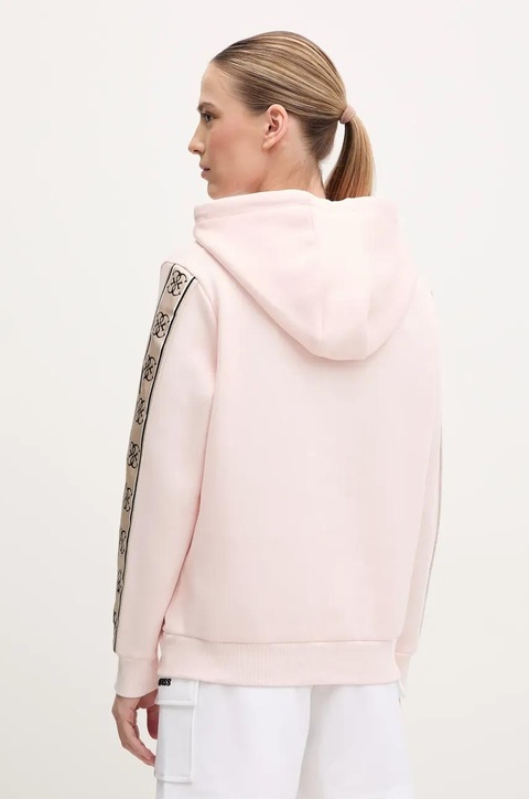 Guess bluza CARLA damska kolor różowy z kapturem z aplikacją V4YQ11 KB3P2 - zdjęcie produktu nr 2