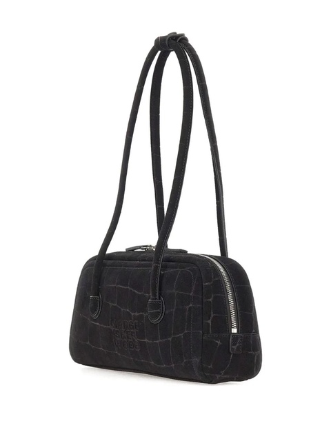Marge Sherwood Soft Boston croc-effect suede shoulder bag - Black - zdjęcie produktu nr 2