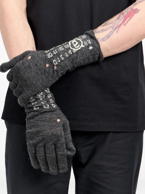 MM6 Maison Margiela numbers-motif gloves - Grey - zdjęcie produktu nr 1