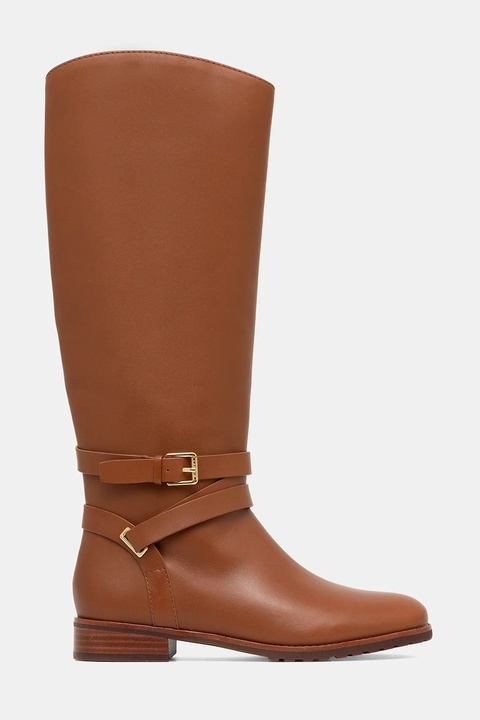 Lauren Ralph Lauren kozaki skórzane Collins Tll damskie kolor brązowy na płaskim obcasie 802974384001 - zdjęcie produktu nr 2