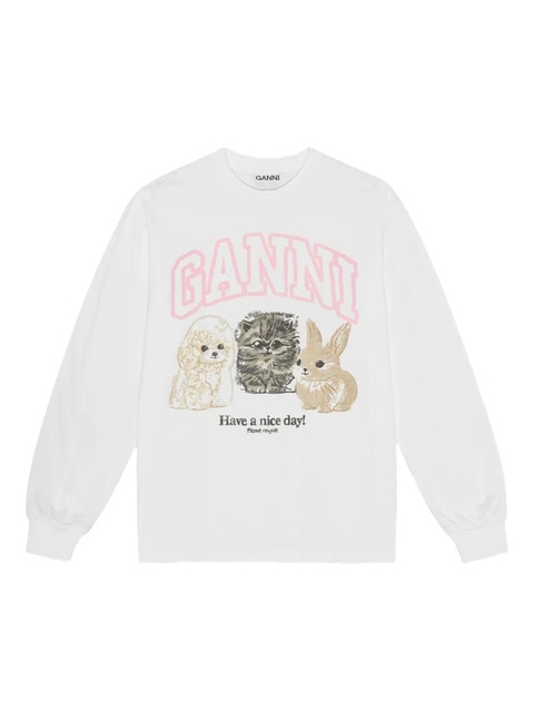 GANNI logo-print sweatshirt - White - zdjęcie produktu nr 1