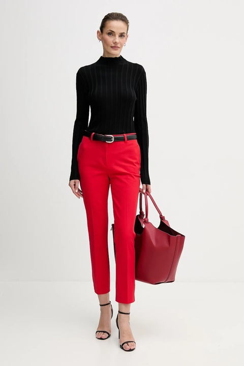 Tommy Hilfiger sweter damski kolor czarny lekki z półgolfem WW0WW47676 - zdjęcie produktu nr 2