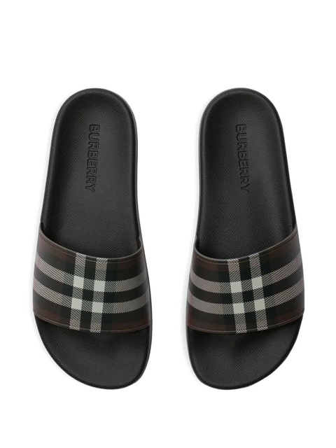 Burberry check-print flat slides - Brown - zdjęcie produktu nr 2