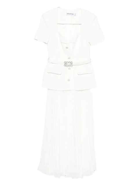 Self-Portrait v-neck midi dress - White - zdjęcie produktu nr 1