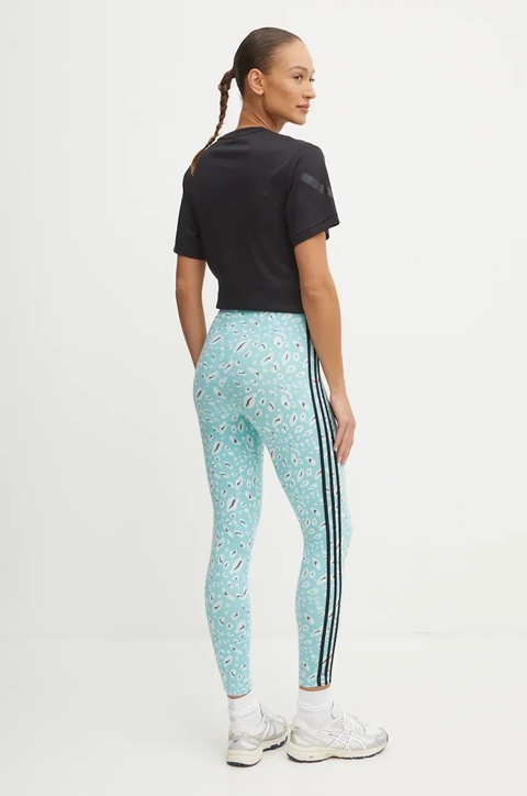 adidas legginsy Animal damskie kolor turkusowy wzorzyste IY5008 - zdjęcie produktu nr 2
