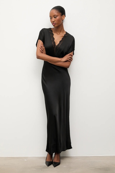 Answear.LAB sukienka kolor czarny maxi rozkloszowana - zdjęcie produktu nr 2