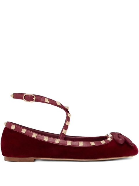 Valentino Garavani Rockstud strappy ballets - Red - zdjęcie produktu nr 1