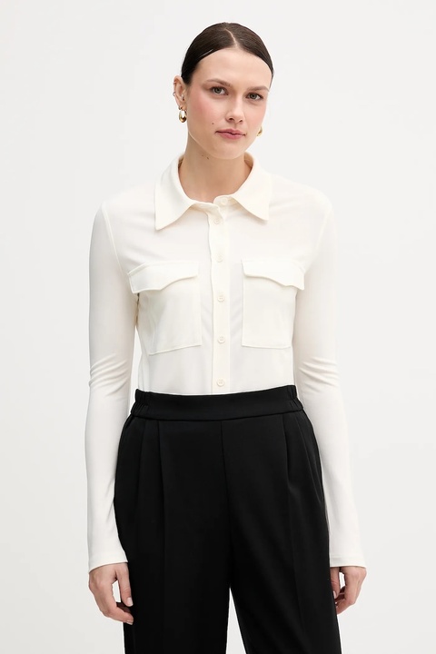 Sisley koszula damska kolor beżowy regular z kołnierzykiem klasycznym 54HXLQ09M - zdjęcie produktu nr 1