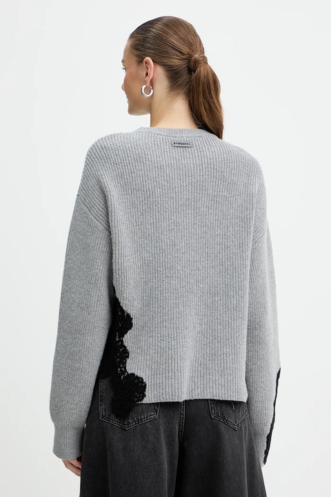 Pinko sweter z dodatkiem wełny damski kolor szary 105505 A2R1 - zdjęcie produktu nr 2