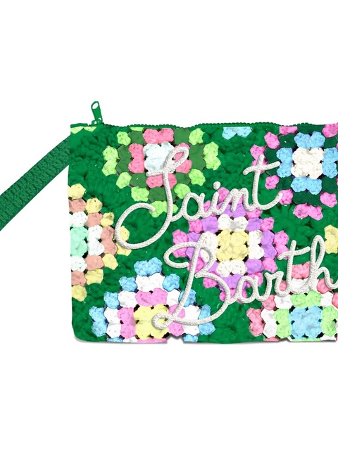 MC2 Saint Barth crochet logo-appliqué clutch bag - Green - zdjęcie produktu nr 2