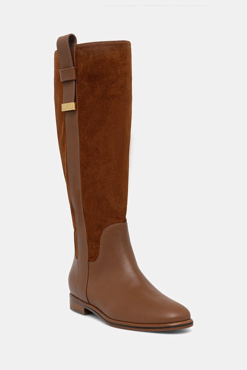 Pollini kozaki skórzane damskie kolor brązowy na płaskim obcasie PA26013C0NPA220A - zdjęcie produktu nr 1