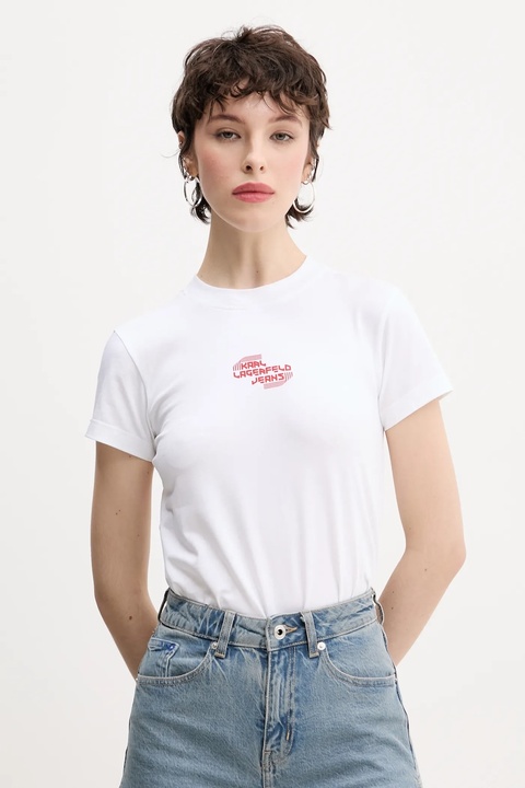 Karl Lagerfeld Jeans t-shirt damski kolor biały A2W17027 - zdjęcie produktu nr 2