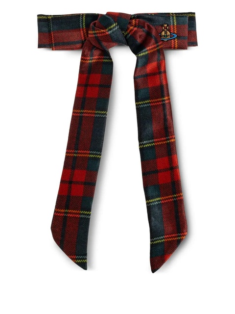 Vivienne Westwood tartan orb-detail hair accessory - Red - zdjęcie produktu nr 1
