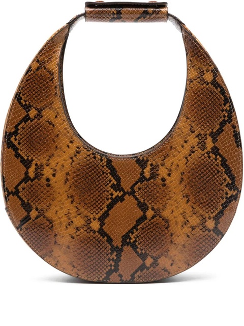 STAUD Moon snakeskin handle tote bag - Brown - zdjęcie produktu nr 1