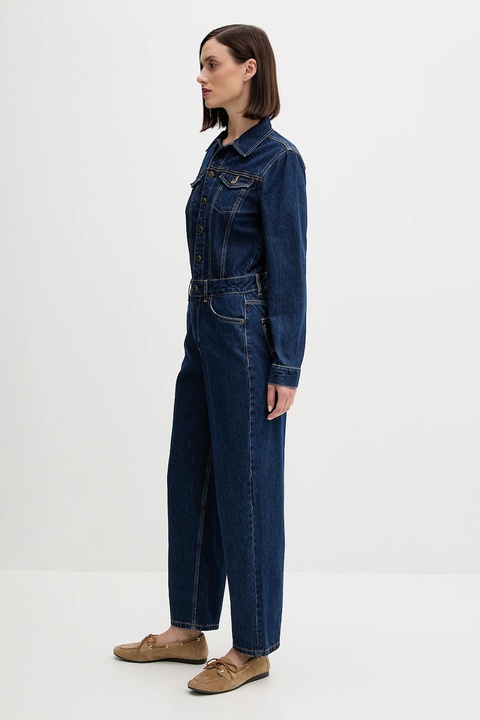 Pepe Jeans kombinezon jeansowy kolor niebieski bawełniany z kołnierzykiemm PL2300002 - zdjęcie produktu nr 1