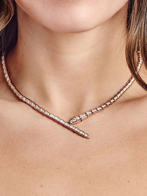 Bvlgari 18K rose gold large Serpenti Viper diamond necklace - Pink - zdjęcie produktu nr 2