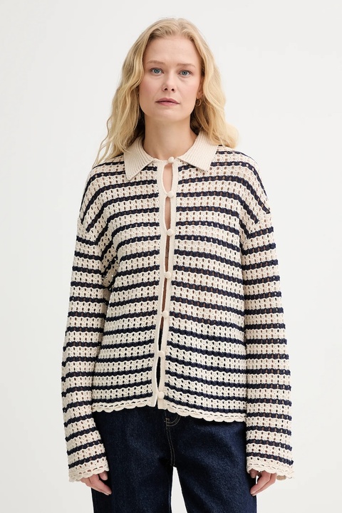 Rag & Bone kardigan z domieszką lnu damski kolor beżowy lekki WAS25P060BR60 - zdjęcie produktu nr 1