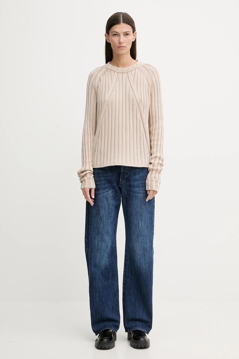 G-Star sweter bawełniany 0 damski kolor beżowy lekki D27725.D630 - zdjęcie produktu nr 1
