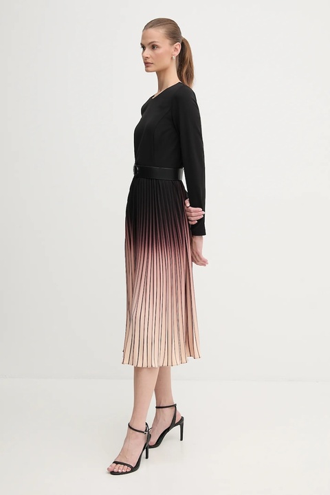 Dkny sukienka kolor czarny midi rozkloszowana DD4H1C24 - zdjęcie produktu nr 2