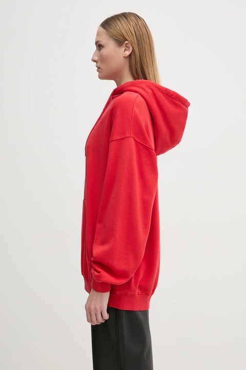 Rotate bluza bawełniana Sweat Hoodie damska kolor czerwony z kapturem gładka 1124731292 - zdjęcie produktu nr 2