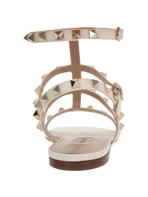 Valentino Garavani studded-embellishment ankle-strap flat sandals - Neutrals - zdjęcie produktu nr 1