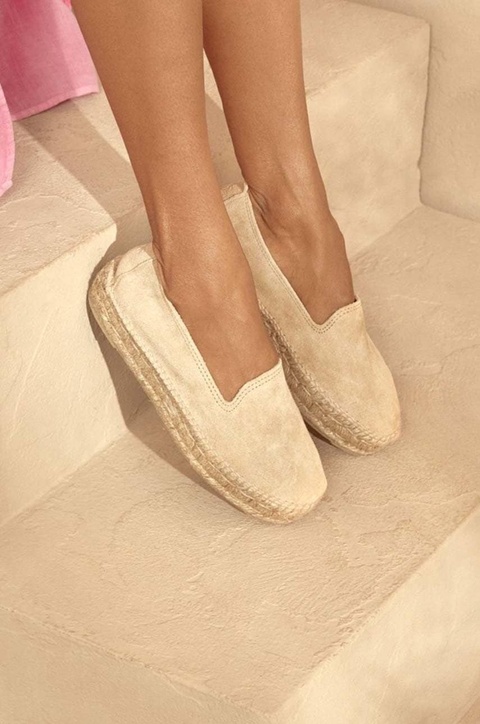 Manebi espadryle zamszowe Hamptons Double Sole Espadrilles kolor beżowy na platformie K 1.1 D0 - zdjęcie produktu nr 1